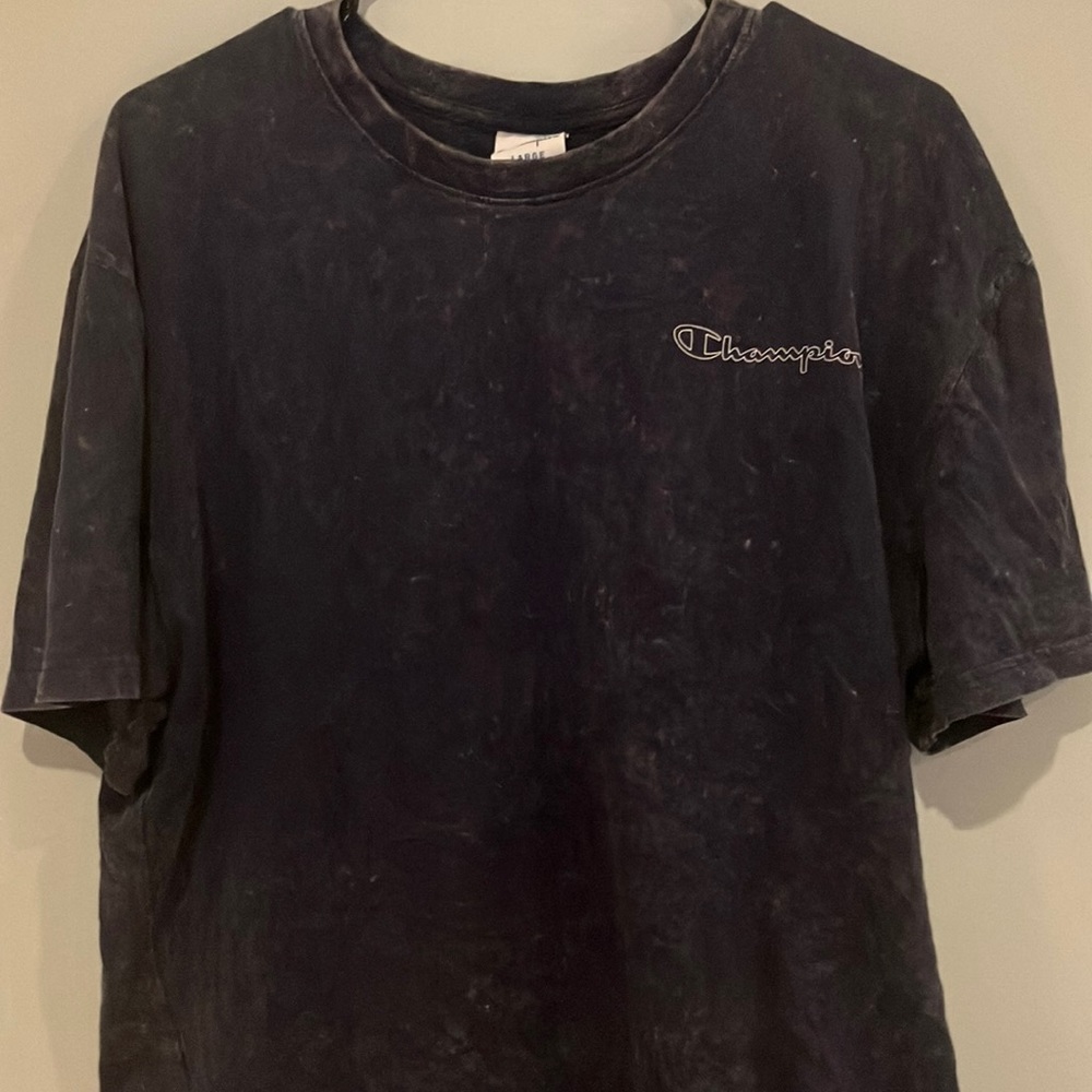 Champion acid wash shirt size large. Very clean. Comfortable. Navy blue.